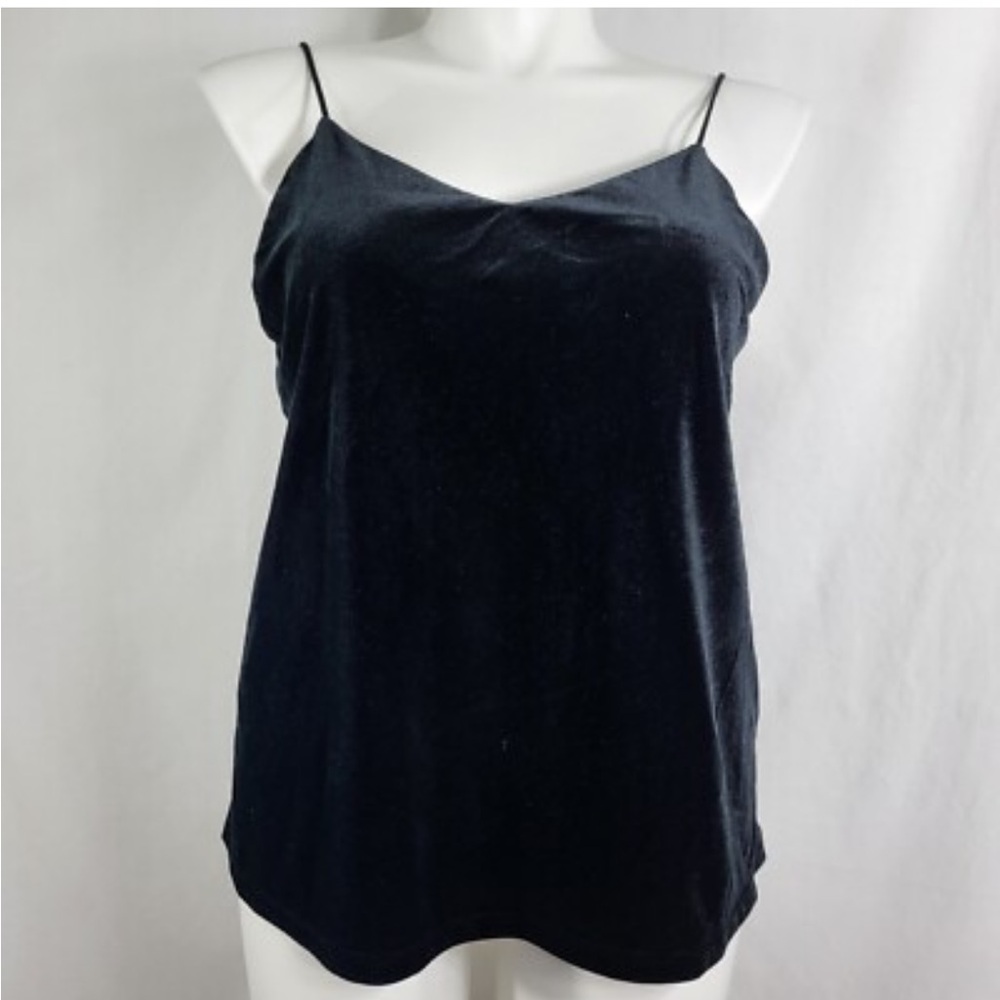 A New Day black velvet v neck  spaghetti strap tank top camisole size Large